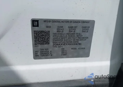 2019 Chevrolet Equinox Lt from USA, damaged, VIN 2GNAXVEXXK6304781